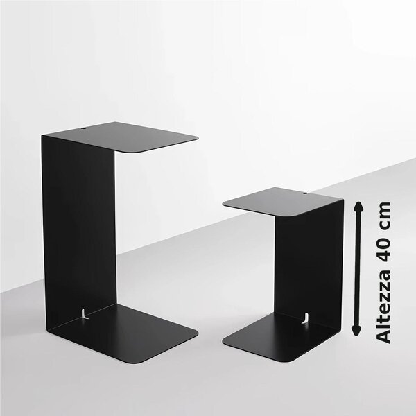 Sidetable in metallo DOUBLE 40 , Dimensioni 30x38xh 40 cm che pu� essere utilizzato sia come tavolino di servizio lato divano sia come semplice comodino Nero