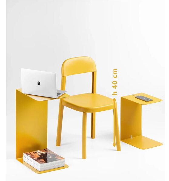 Sidetable in metallo DOUBLE 40 , Dimensioni 30x38xh 40 cm che pu� essere utilizzato sia come tavolino di servizio lato divano sia come semplice comodino senape