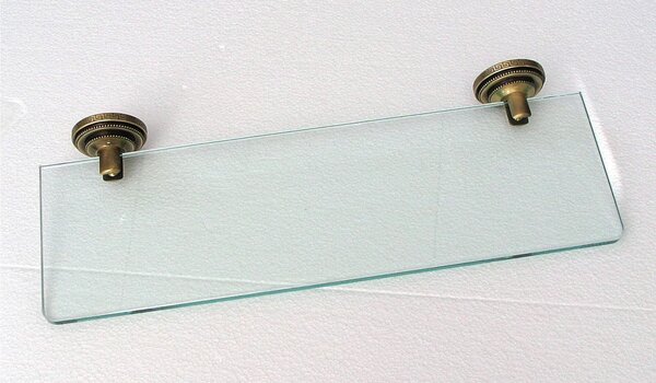 Mensola In Vetro L 40 cm con e mensole fermavetro in Bronzo Dimensione 40x15,5xh 5 cm, Linea FLORENCE mensole in Bronzo Satinato