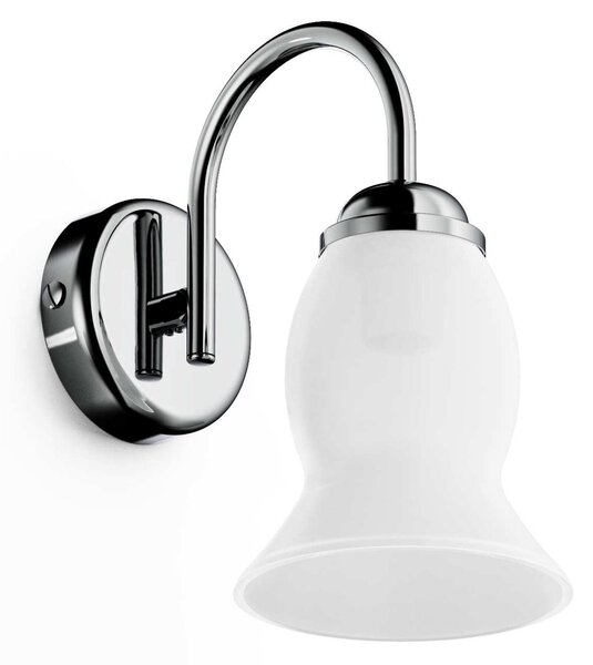 Lampada da Bagno Applique Cromo LINEA RETRO' Dimensione 11x19,5 x h 23 cm Lampada in Vero bianco satinato finitura cromo vintage