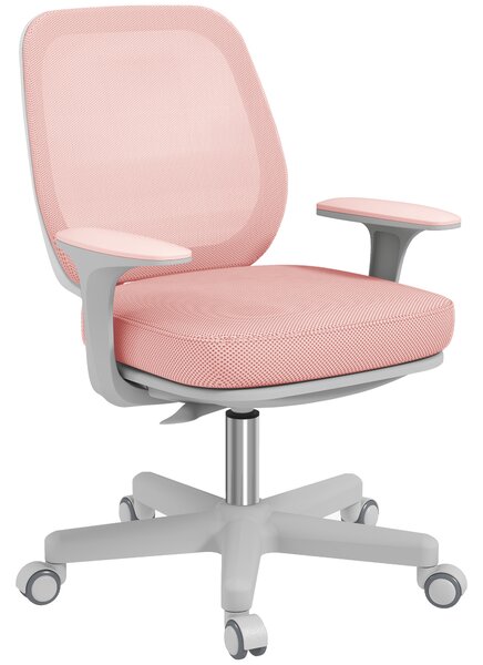 Vinsetto Sedia da Ufficio Ergonomica e Reclinabile ad Altezza Regolabile con 5 Rotelle, 55x48x82.5-94.5 cm, Rosa|Aosom