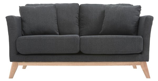 Divano scandinavo 2 posti grigio scuro e piedi in legno chiaro OSLO