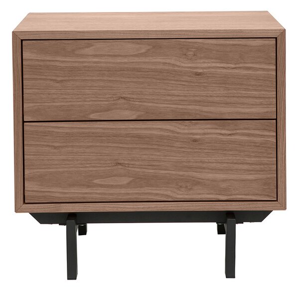 Comodino vintage noce e metallo MANNY