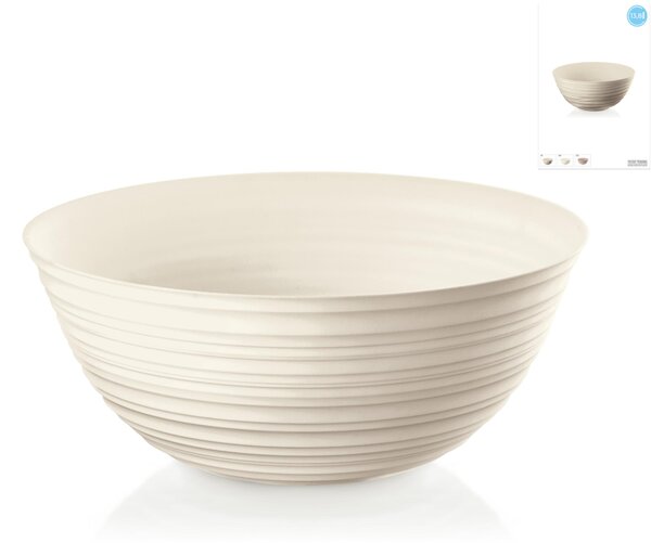Contenitore insalatiera Tierra L realizzato con plastica riciclata di 13,8 bottiglie �25xh10,8 cm -3100 cc colore bianco latte