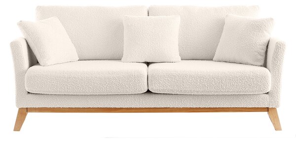 Divano scandinavo 3 posti sfoderabile bianco effetto lana bouclé OSLO
