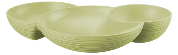 Antipastiera, Tierra 3 scomparti Dimensioni 29,5x21,4xh 5,2 cm Post Consumed Recycled Poliestereastic, Verde Alga