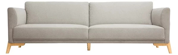 Divano scandinavo 4 posti in tessuto effetto velluto testurizzato beige e legno chiaro SINDRO