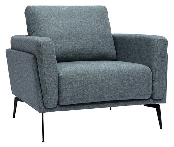 Poltrona design in tessuto grigio-verde e metallo nero MOSCO