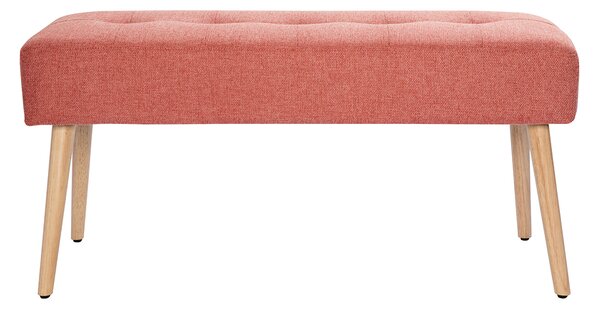 Panca lavorazione capitonné in tessuto effetto velluto testurizzato terracotta e legno chiaro L95 cm GUESTA