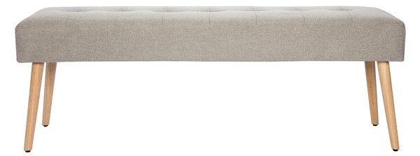 Panca scandinava lavorazione capitonné in tessuto effetto velluto testurizzato grigio chiaro e legno chiaro L130 cm GUESTA
