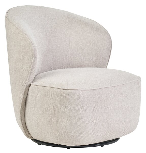 Poltrona design girevole in tessuto effetto velluto testurizzato beige AMBER