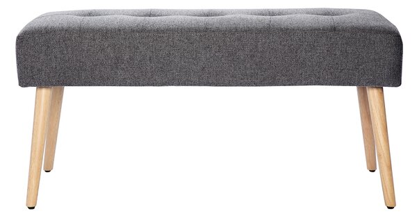 Panca lavorazione capitonné effetto velluto testurizzato grigio chiaro e legno chiaro L95 cm GUESTA