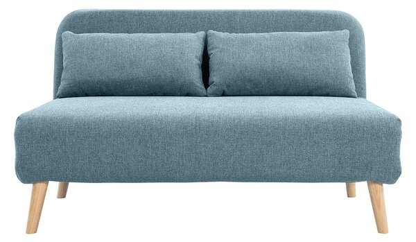 Poltrona letto a 2 posti in tessuto verde grigio e legno chiaro AMIKO
