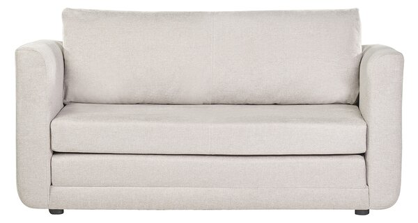 Divano letto a 2 posti in tessuto effetto velluto beige testurizzato LEON