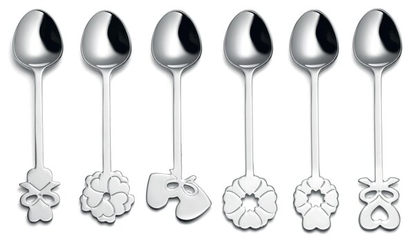 Cucchiaini da Te Set 6 pezzi serie LOVE lunghezza 10 cm in acciaio 18/10 in confezione regalo serigrafata Guzzini per comunioni matrimoni cresime anniversari