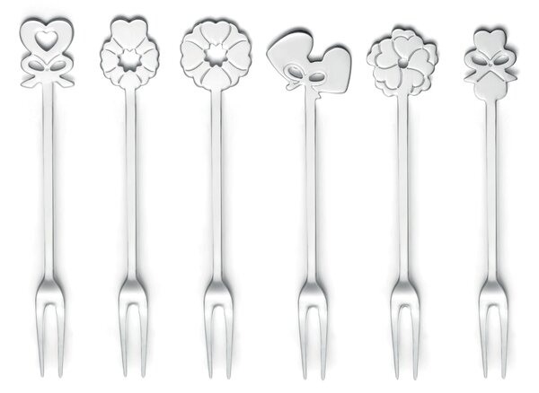 Forchette Aperitivo Set 6 pezzi serie LOVE lunghezza 13 cm in acciaio 18/10 in confezione regalo