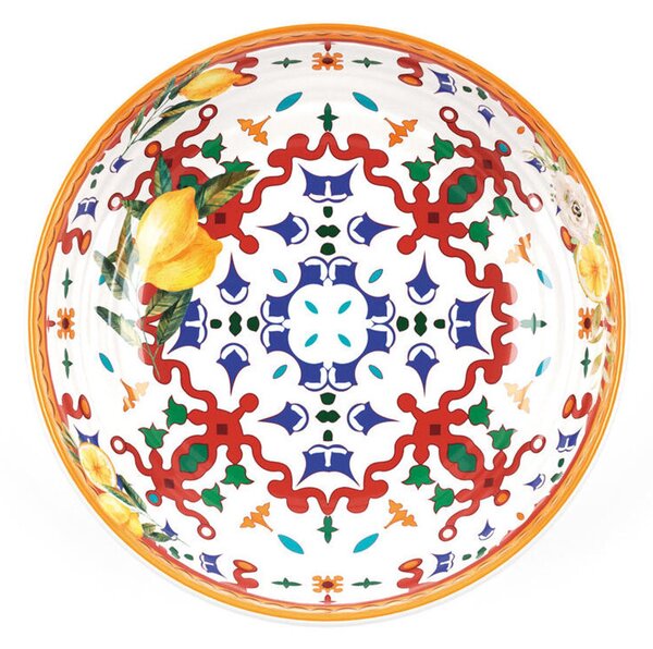 Piatto fondo in Melamina set da 6 pezzi Linea FLOWER&LEMON �21 cm realizzati con decoro studiato x la lavastoviglie