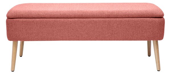 Panchina contenitore in tessuto effetto velluto terracotta e legno massello chiaro L120 cm LARS