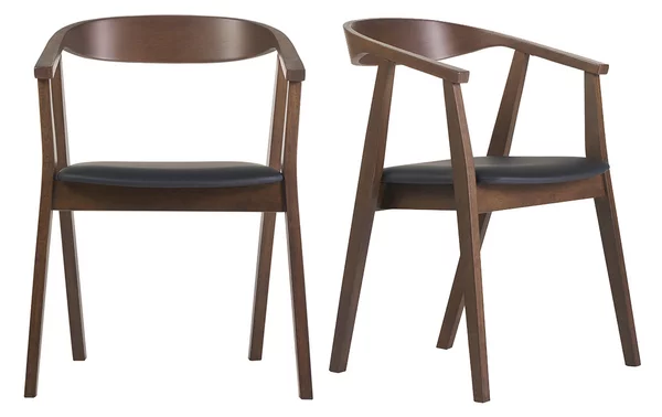 Sedie design in stile scandinavo nero e legno scuro (set di 2) BAHIA