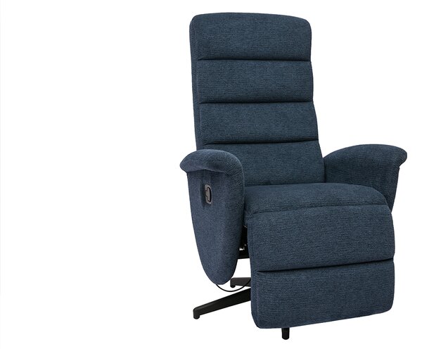 Poltrona relax girevole manuale in tessuto ciniglia blu scuro NELSON