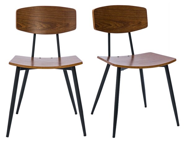 Sedie vintage in legno scuro noce e metallo nero (set di 2) JOLINE