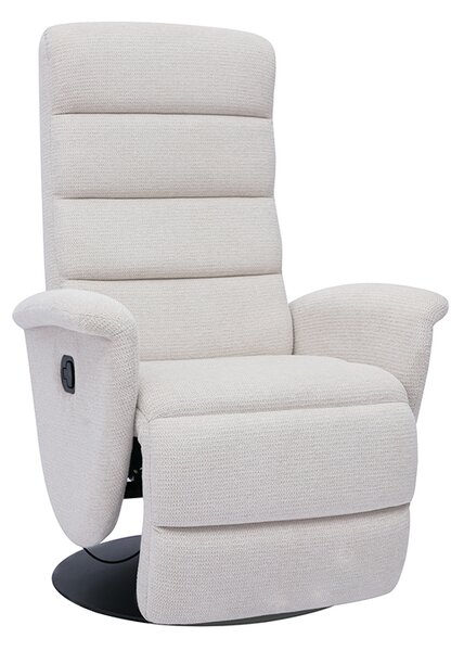 Poltrona relax girevole manuale in tessuto di ciniglia beige NELSON
