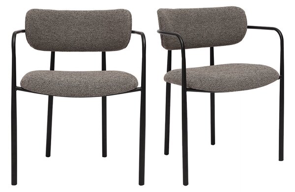 Sedie in tessuto testurizzato color taupe e metallo nero (set di 2) SWIFT