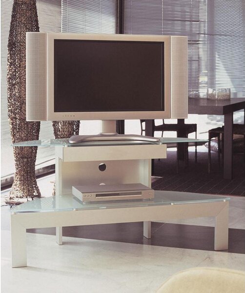 Porta TV Ellisse in allumino anodizzato portata max 60kg da 32 a 60 pollici in vetro acidato