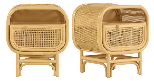 Comodino con cassetto in rattan LUWAK