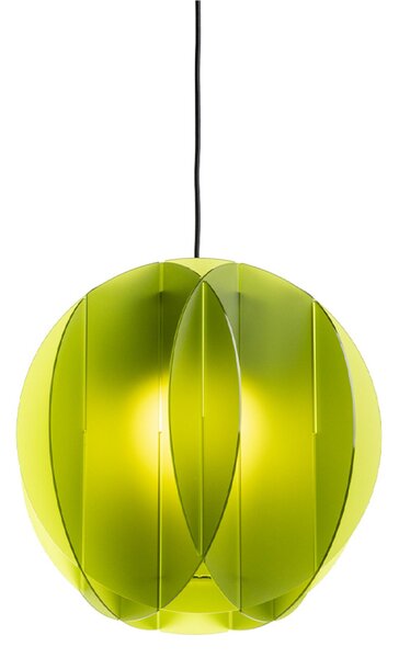 Lampadario a sospensione ALLEGRETTA � 40cm - Peso 2,9 kg 70W E27 HGS, 15 W LED Supporto dischi Paralume in metacrilato Verde Chiaro Satinato