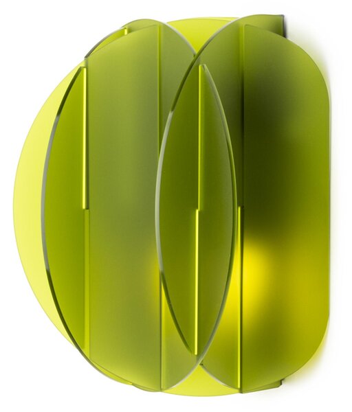 Applique da muro in cristallo Acrilico ALLEGRETTA 24x17x h25 cm peso 1,4 kg supporto metallo paralume Verde Chiaro Satinato