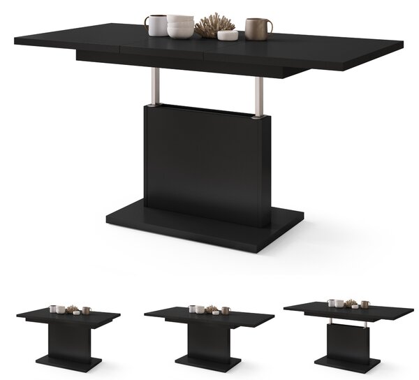 ASTON MINI Nero Opaco - MODERNO TAVOLINO DA SALOTTO TRASFORMABILE ALLUNGABILE SOLLEVABILE