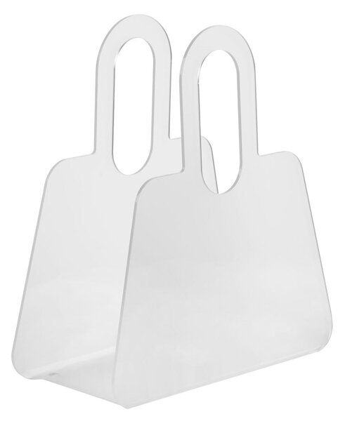 Portariviste in metacrilato trasparente BAG 33x15xh37 cm manici in policarbonato bianco