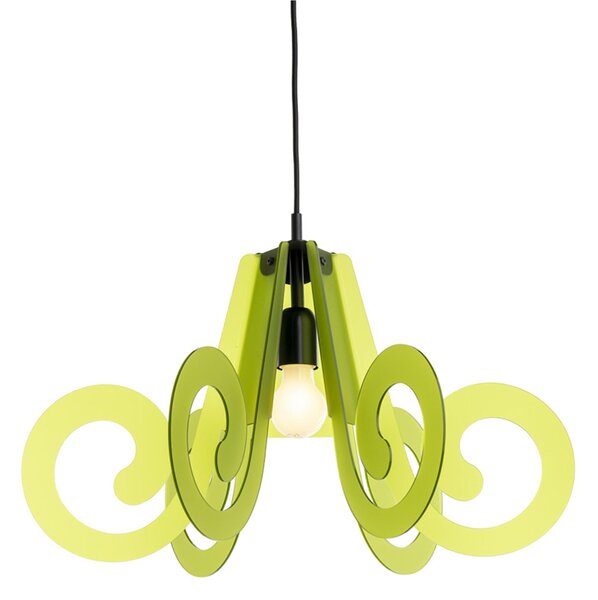 Lampada a sospensione RICCIOLINO �55xh32 cm da soffitto con 5 riccioli in metacrilato Colore Verde chiaro satinato