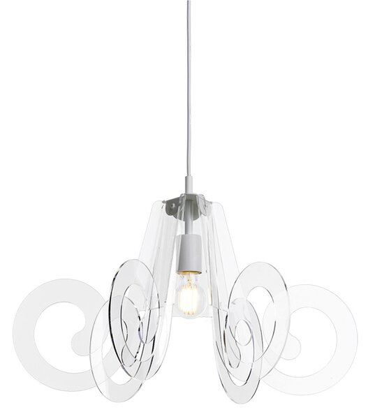 Lampada a sospensione RICCIOLINO �55xh32 cm da soffitto con 5 riccioli in metacrilato Colore Trasparente
