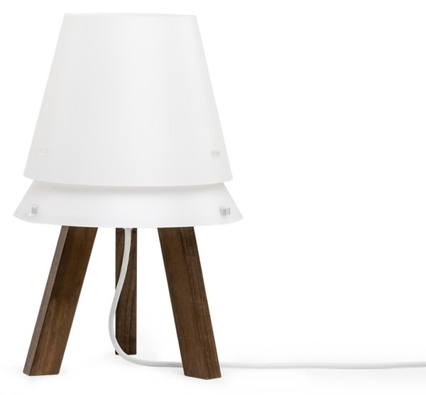 Abatjour con paralume in Polypropylene, struttura in legno LUCIO Dimensioni 25x25xh 41 cm colore noce