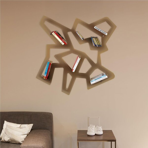 Porta CD Libreria da muro in Cristallo Acrilico Macram� Dimensioni 110x102x h14 cm in metacrilato colorato Portata max: 20 kg colore Fum� Marrone Satinato