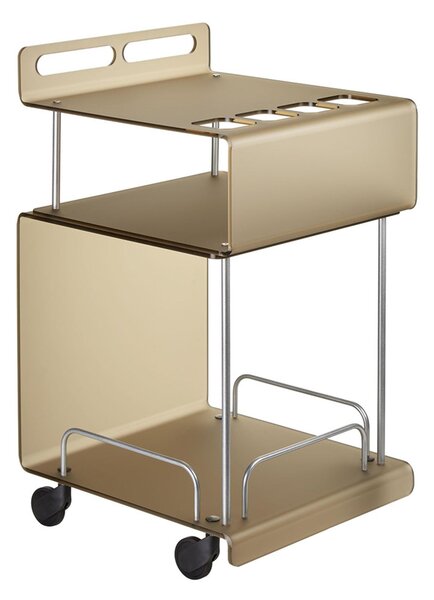 Carrello portavivande da cucina Multifunzione in Cristallo acrilico ONDINA 50x52xh90 cm con ruote piroettanti colore Fum� Marrone Satinato
