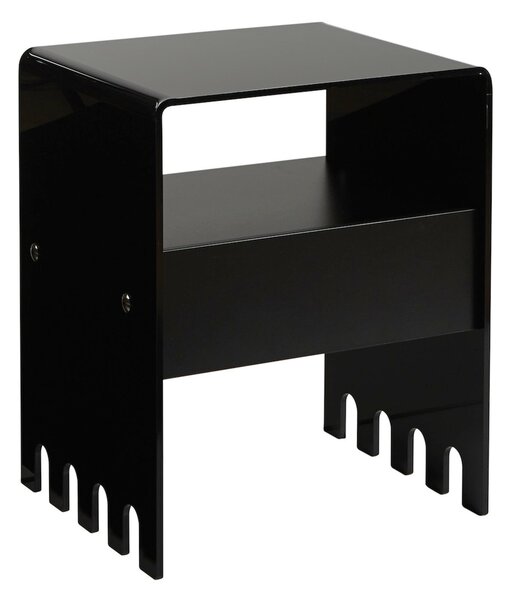 Comodino In metacrilato nero con cassetto TRIONFO 40x33xh49 cm - Particolari in ottone cassetto Nero