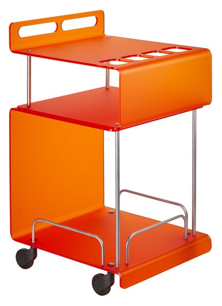Carrello portavivande da cucina Multifunzione in Cristallo acrilico ONDINA 50x52xh90 cm con ruote piroettanti colore Arancio Satinato