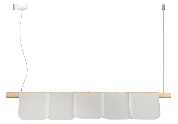 Sospensione con supporto in legno Massello Frassino120x21xh20 cm particolari in PMMA Naturalopal Satinato