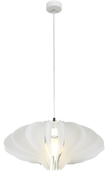 Sospensione in metacrilato Bianco Satinato CIGNO � 52xh27 cm Struttura in metallo cromato verniciato bianco