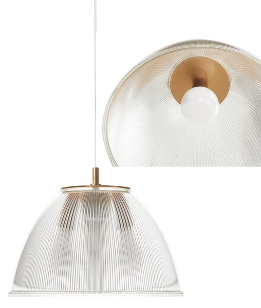 Lampada a sospensione ISABEL �30xh31 cm - 1 x70W max E 27 HGS con calotta prismatica e particolari In PMMA colore rame
