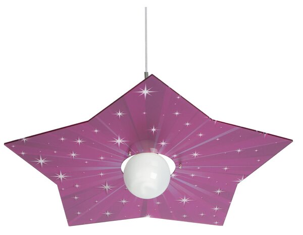 Lampada a sospensione in cristallo acrilico per camerette STAR 56x56xh 13 cm colore fuxsia