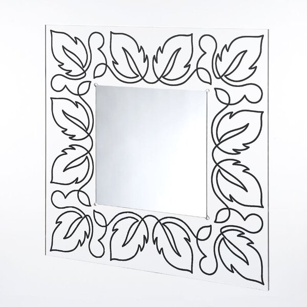 Specchio da muro 80xh80 cm FLORA spessore metacrilato 10 mm quadrato Nero
