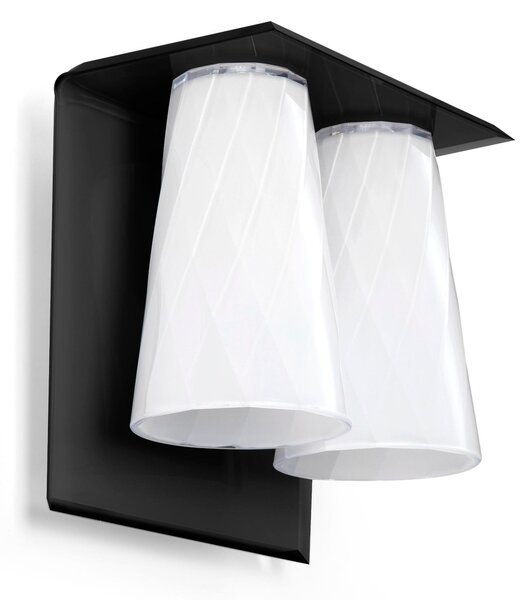 Applique da muro 2 Luci struttura e Paralume in metacrilato Dimensioni 20x20xh 20 cm- peso 0,800 kg colore nero