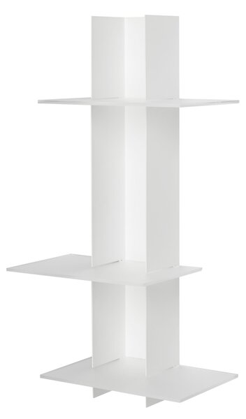 Libreria da Parete verticale Fissaggio a parete ELIB 39x23xh 70 cm con struttura in metallo verniciato bianco ripiani in metacrilato bianco satinato