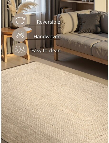 Tappeto color crema in iuta reversibile/tessuto a mano 200x300 cm Juno – Hanse Home