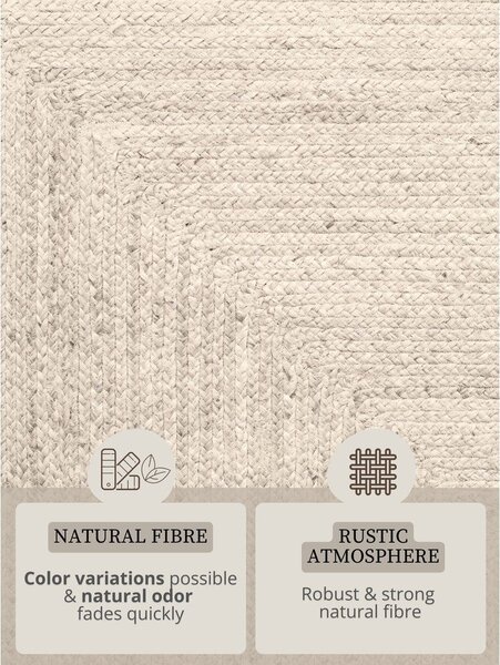 Tappeto color crema in iuta reversibile/tessuto a mano 200x300 cm Juno – Hanse Home