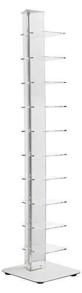 Libreria da terra in metacrilato 10 ripiani ZIA ADELE 35x25xh154 cm base e asta centrale metallo colore bianco